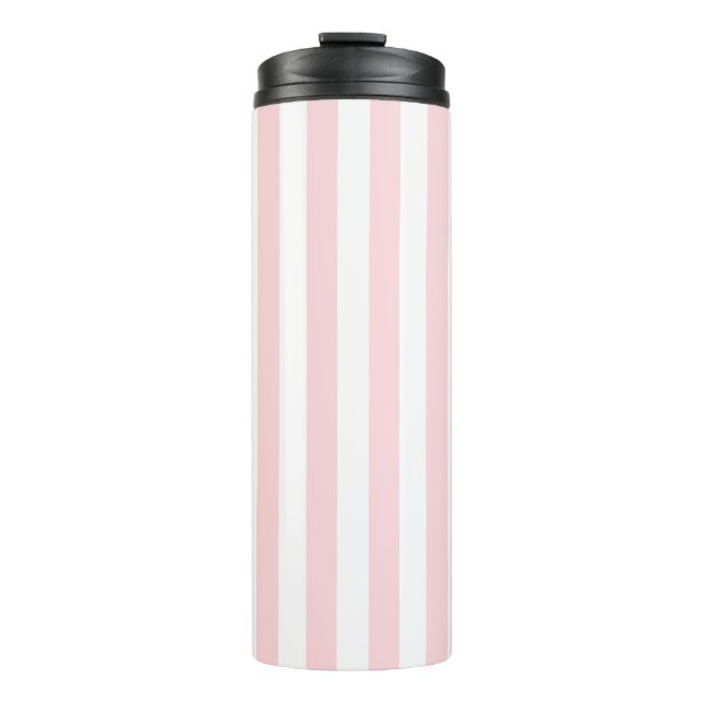 Termo Taza térmica rosa bebé y rayas blancas (Anverso)
