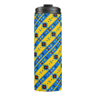 Termo Taza térmica tribal azul y amarillo