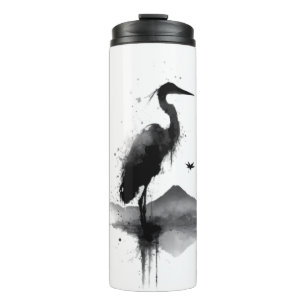Termo Taza térmica Zen de grulla Sumi-e japonesa