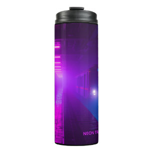 Termo Taza Vaporwave de Metro de Neón – Café Retro Cyber