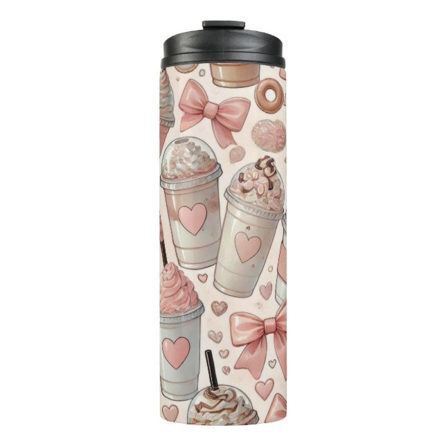 TERMO TAZAS DE CAFÉ DE SAN VALENTÍN ROSA PASTEL Y BRONCE (Anverso)
