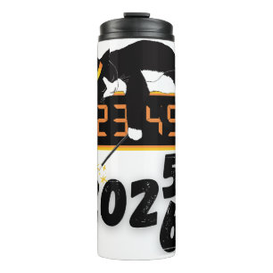 Termo Tazas de gato negro felices año nuevo