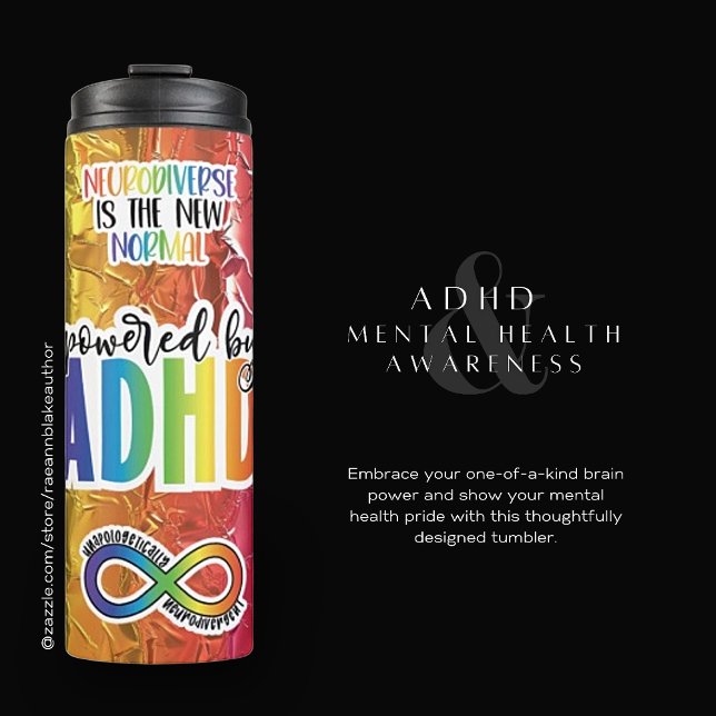 Termo TDAH Tumbler térmico de afirmación de salud mental (Subido por el creador)