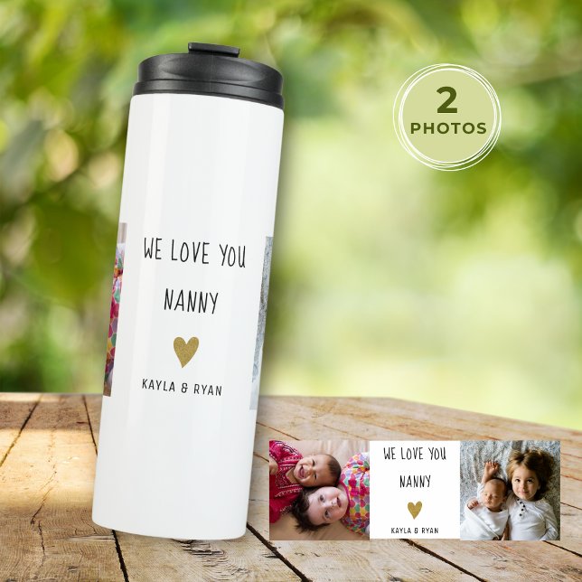 Termo Te Ama Niñera 2 Collage de fotos Abuela (We Love You Nanny 2 Photo Collage Grandma Thermal Tumbler
)
