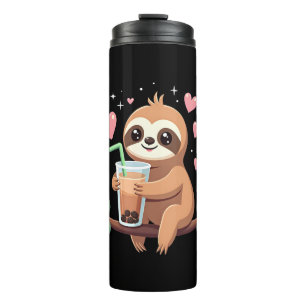 Termo Té de leche con burbujas de boba perezoso lindo Ka