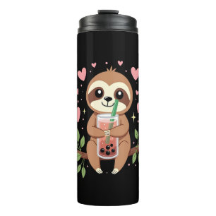 Termo Té de leche con burbujas de boba perezoso lindo Ka