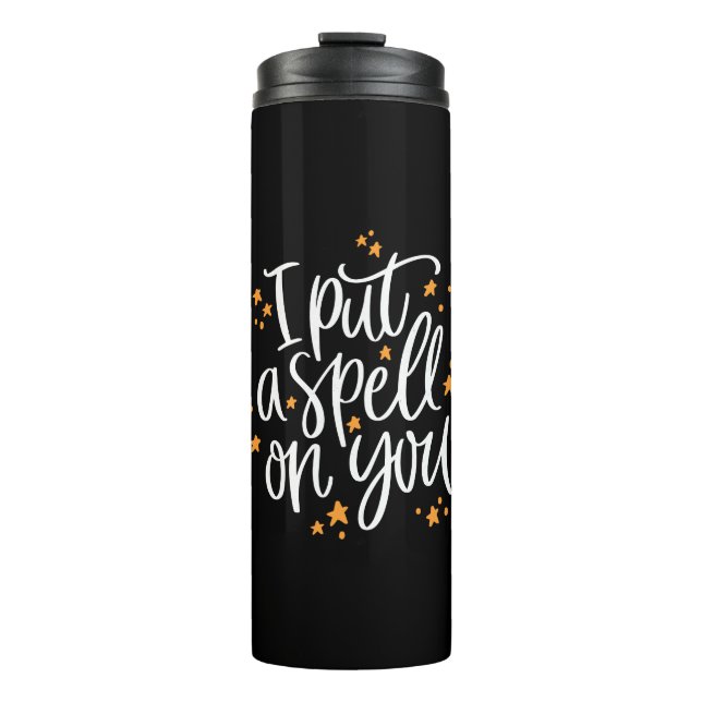 Termo Te puse un hechizo en Halloween negro y Naranja (Anverso)