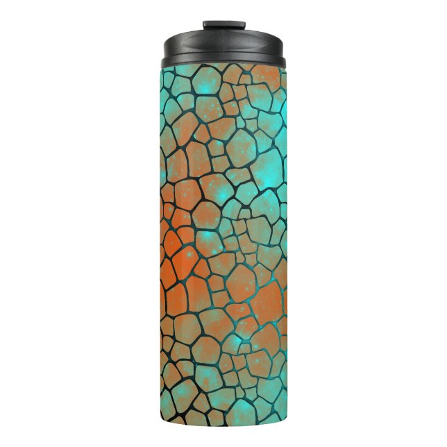 Termo Teal and Orange Dragon Scale Thermal Tumbler (Anverso)