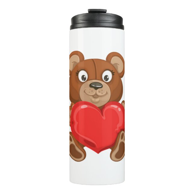 Termo Teddy Bear Holding Heart Design (Anverso)