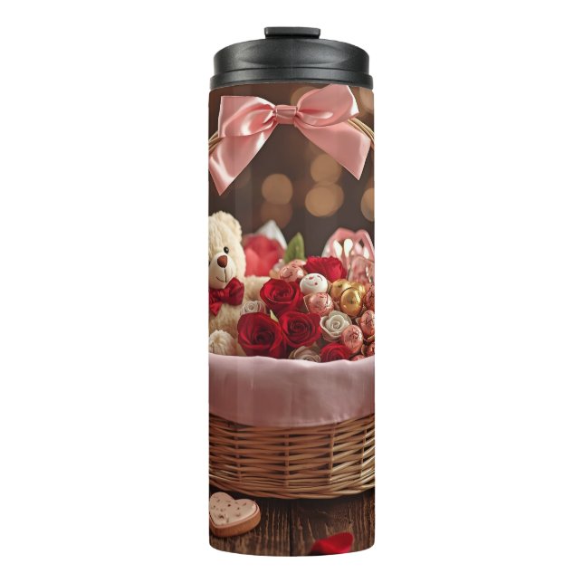 Termo Teddy Rose Basket Romantic Valentine Stainless  (Anverso)