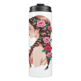 Termo Tee floral de pelo trenzado para mujeres