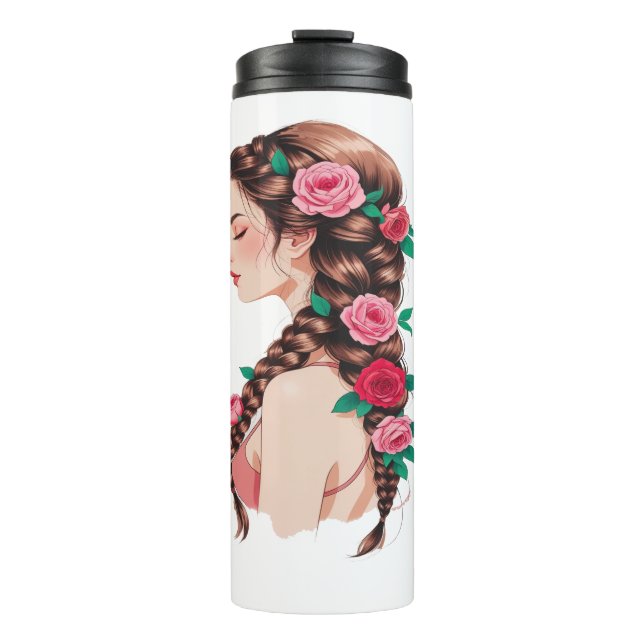 Termo Tee floral de pelo trenzado para mujeres (Anverso)