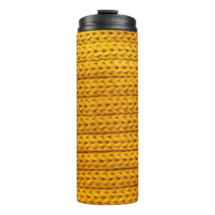 Termo Tejido de punto amarillo de hilados.