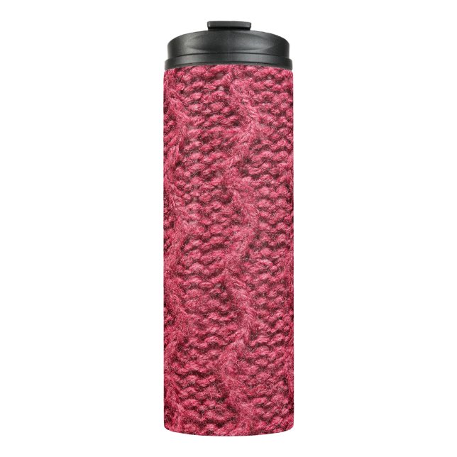 Termo Tejido de suéter de punto de cerezo rojo morado (Anverso)