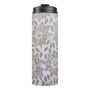 Termo Tejidos florales blancos y negros