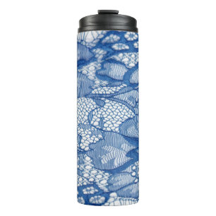 Termo Tela de encaje azul, diseño de tul africano.