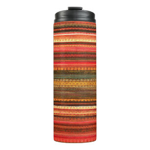 Termo Tela Textil Rayas Rojo Naranja y Verde