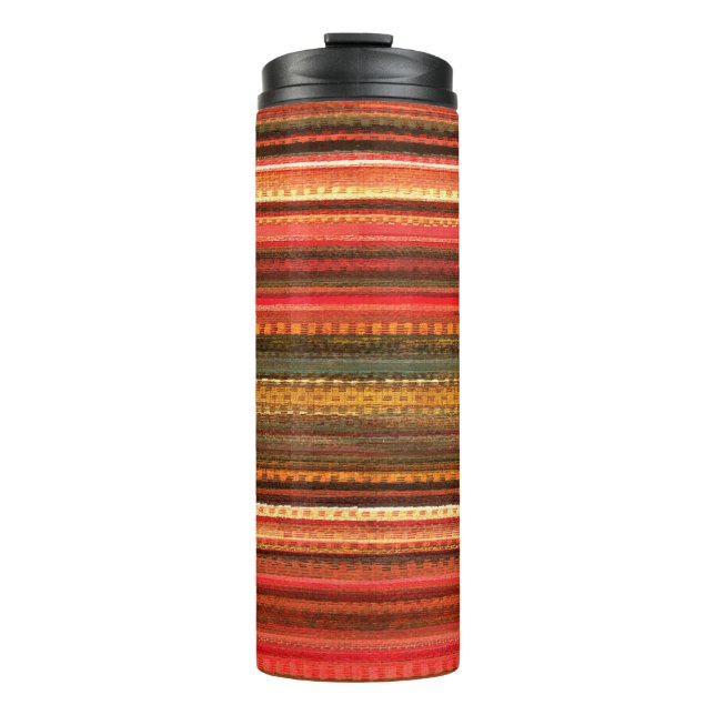 Termo Tela Textil Rayas Rojo Naranja y Verde (Anverso)