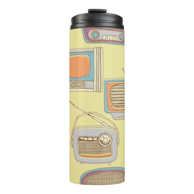 Termo televisión y radio retro. patrón transparente (Anverso)