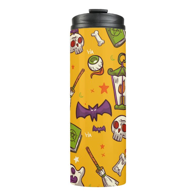 Termo Tema de Halloween: Patrón de diseño plano. (Anverso)