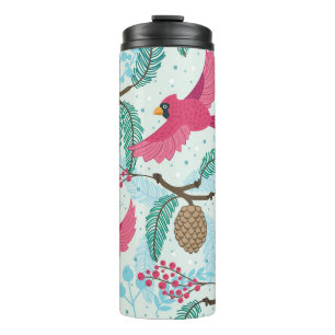 Termo Tema Del Invierno: Patrón Cardenal Rojo.