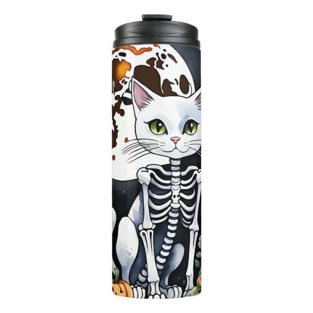 Termo Tembloroso Skeleton Cat Floral Halloween (Anverso)