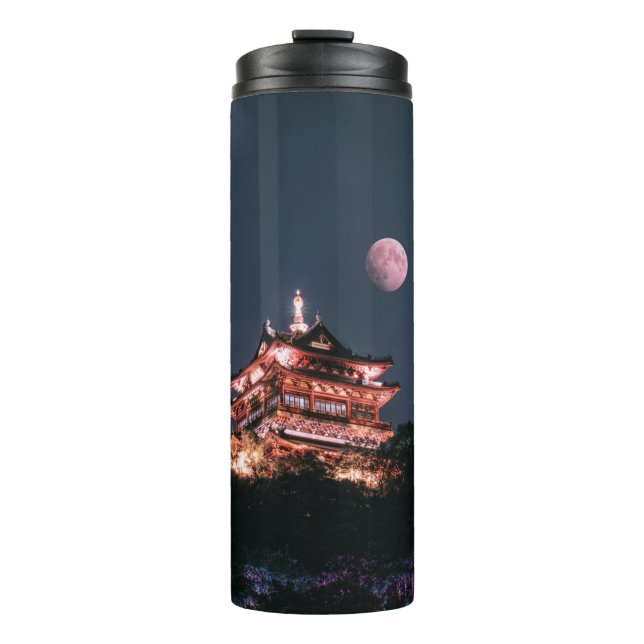 TERMO TEMPLO MARRÓN Y BLANCO BAJO LUNA COMPLETA (Anverso)