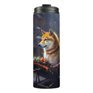 Termo Temporada festiva de Navidad de Shiba Inu