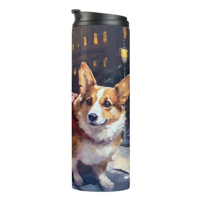 Termo Temporada Navideña de Corgi (Rotado hacia la derecha)