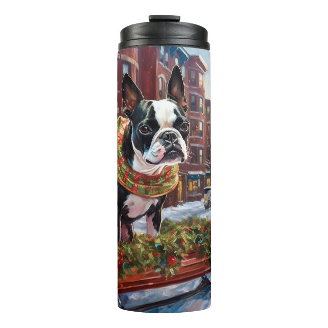 Termo Temporada Navideña del Boston Terrier (Anverso)
