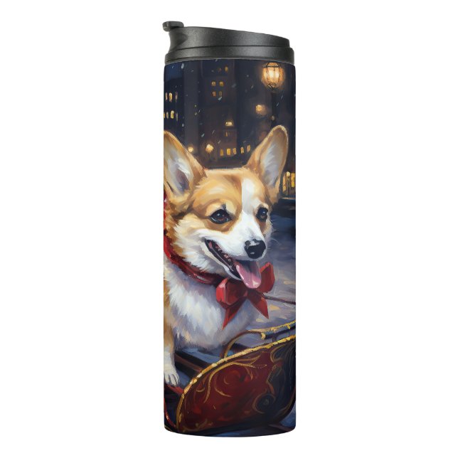 Termo Temporada Navideña Festiva de Corgi (Rotado hacia la derecha)