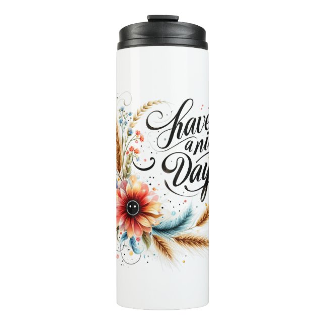 Termo Tenga un buen día floral (Anverso)