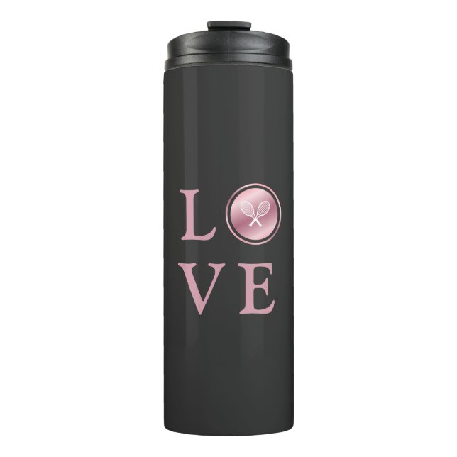 Termo Tennis Love Pink Rose Gold Typography Cortazas (Anverso)
