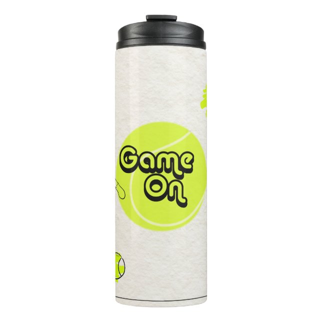 Termo Tennis Sports Tumbler con la cita GAME ON (Anverso)