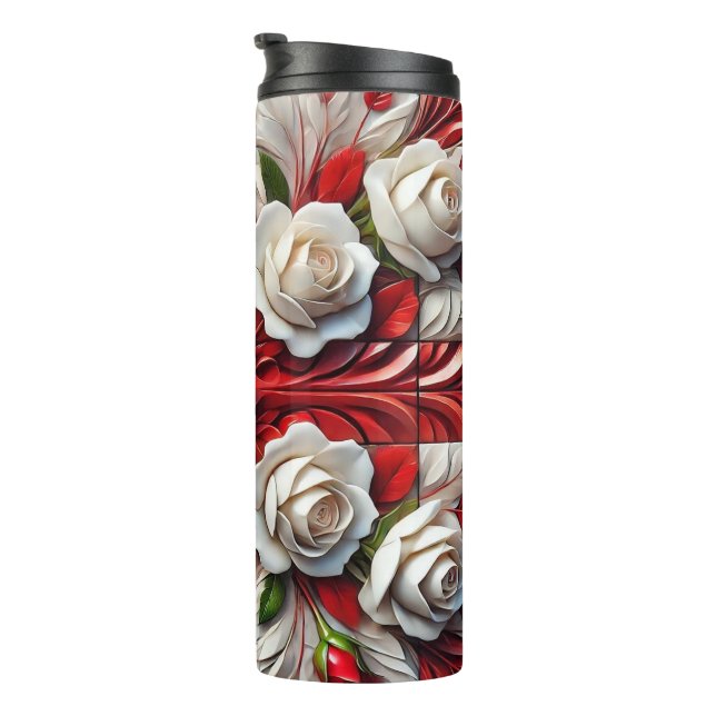 Termo Termal Tumbler con diseño de Rosas ingleses (Rotado hacia la derecha)
