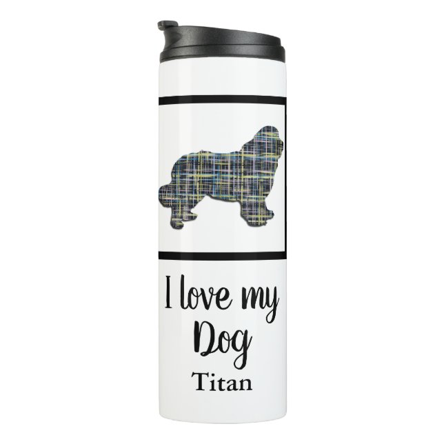 Termo Terranova / Newfie Dog Y&B Grid Silhouette (Rotado hacia la derecha)