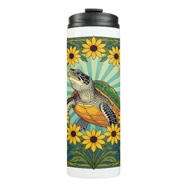 Termo Terrapin And Black Eyed Susan Flowers Art Nouveau  (Anverso)