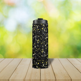 Termo Terrazzo negro gris amarillo geométrico personaliz