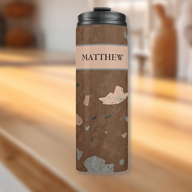 Termo Terrazzo Patrón Tonos Marrones y Tierra 16oz (Subido por el creador)