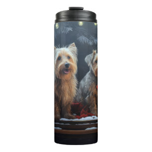 Termo Terrier Australiano Nieve Trineo Decoración Navida