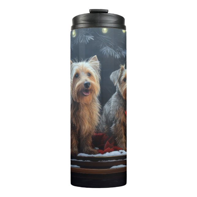 Termo Terrier Australiano Nieve Trineo Decoración Navida (Anverso)