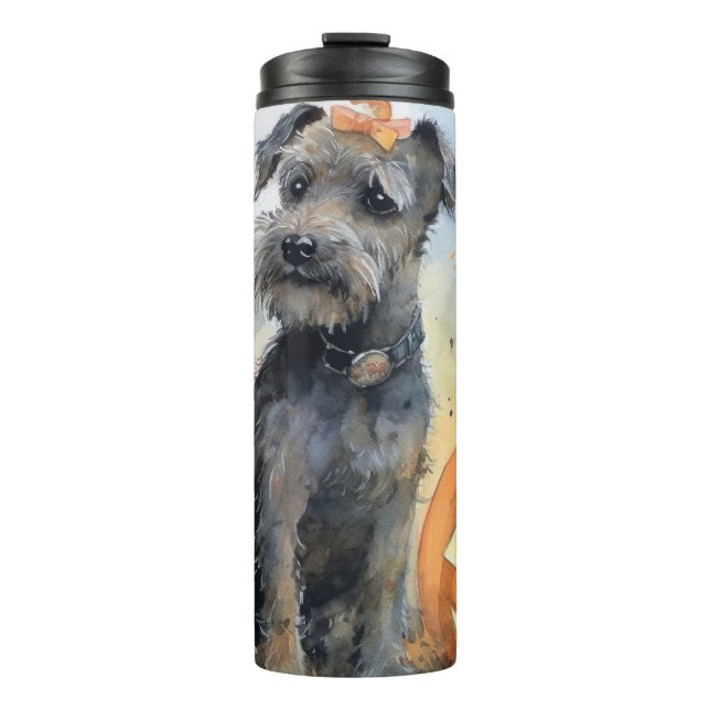 Termo Terrier de la Bahía de Chesapeake de Halloween con (Anverso)