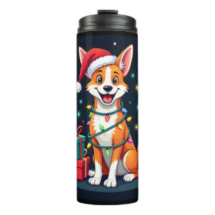 Termo Terrier de zorro Luces de Navidad Santa Terrier de