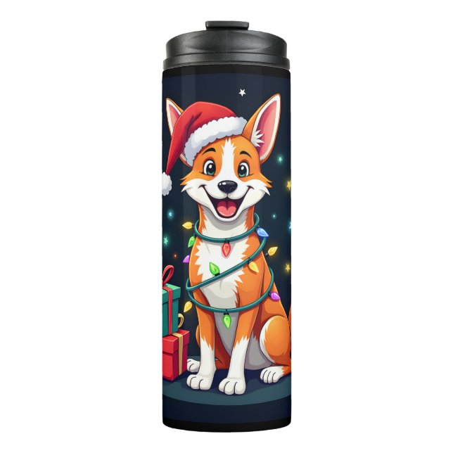 Termo Terrier de zorro Luces de Navidad Santa Terrier de (Anverso)
