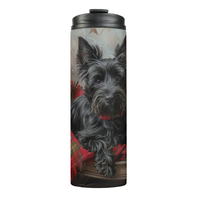 Termo Terrier Escocés Perro Navideño Festivo (Anverso)