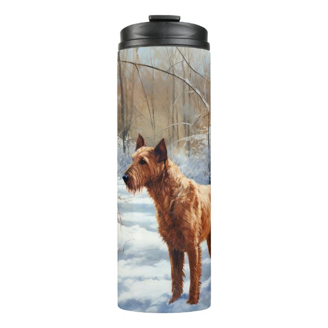 Termo Terrier Irlandés Deja que nieve Navidad (Anverso)