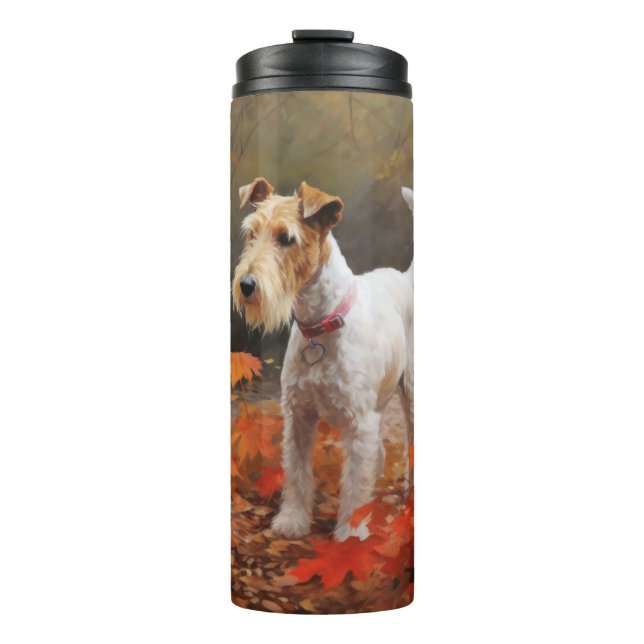 Termo Terrier Wirefox en hojas de otoño Inspira  (Anverso)