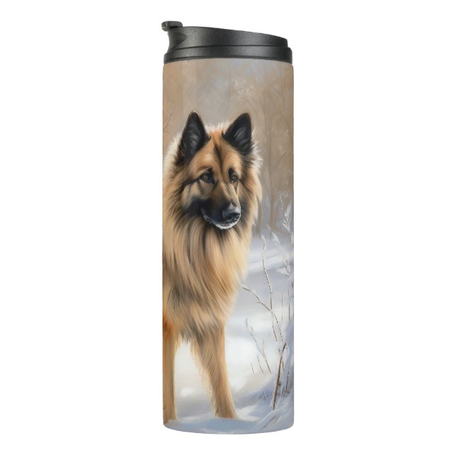 Termo Tervuren Belga Deja que nieve Navidad (Rotado hacia la derecha)