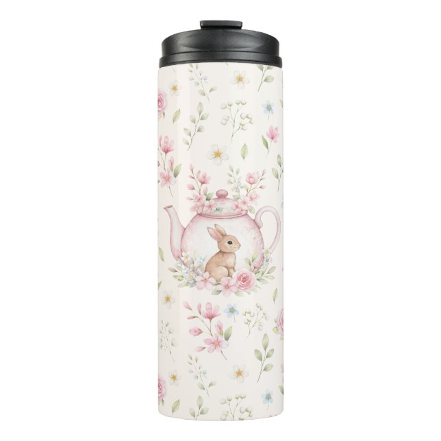 Termo Tetera Conejo Caprichoso Floral Primavera  (Anverso)