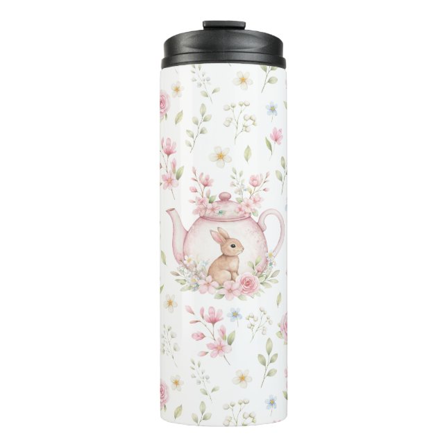 Termo Tetera Conejo Caprichoso Floral Primavera  (Anverso)